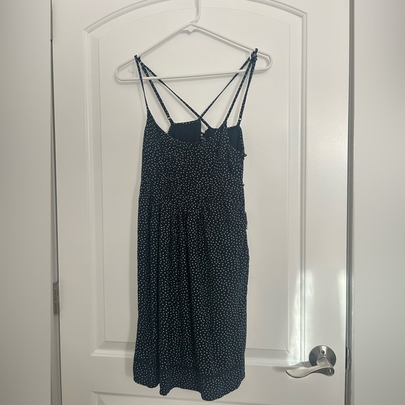 Abercrombie & Fitch Navy Blue White Polka Dot Mini  Dress size medium - Picture 1 of 8